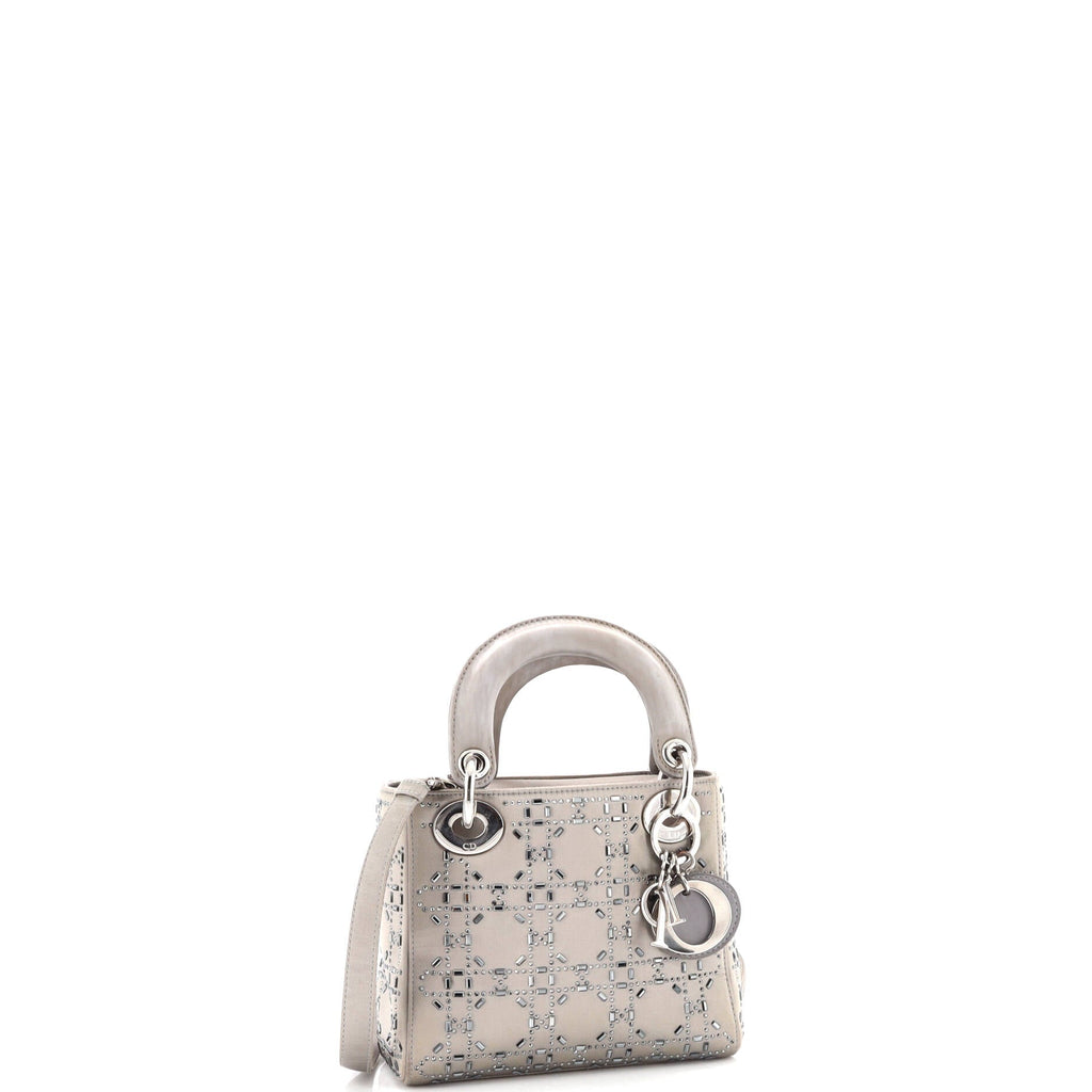 Lady Dior Bag Crystal Embellished Cannage Quilt Satin Mini