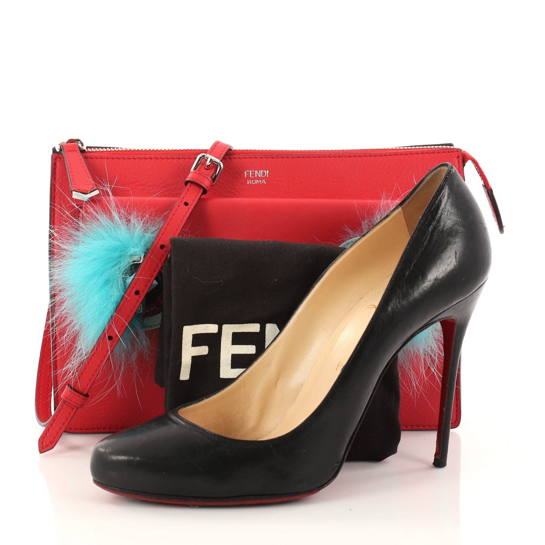 Monster Front Pocket Clutch Leather with Fur