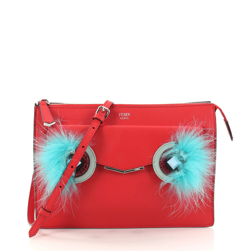 Monster Front Pocket Clutch Leather with Fur