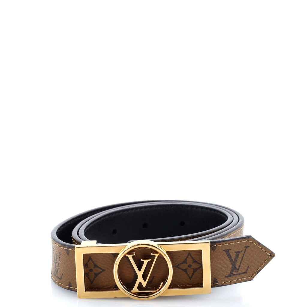 Dauphine Reversible Belt Reverse Monogram Canvas and Leather Thin 85