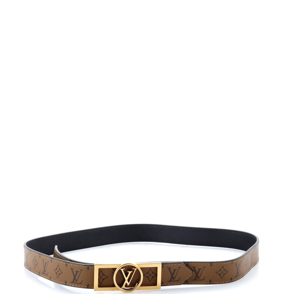 Dauphine Reversible Belt Reverse Monogram Canvas and Leather Thin 85