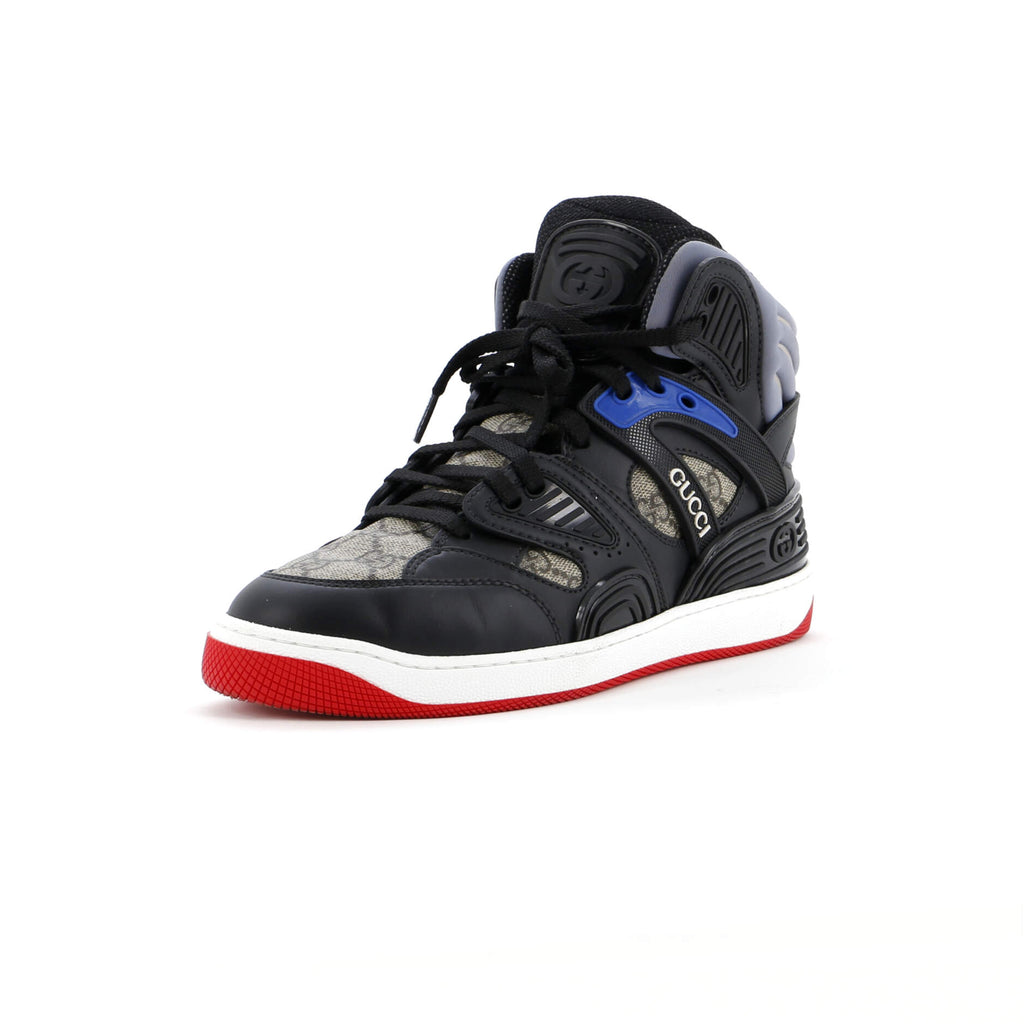 Men's Gucci Basket High-Top Sneakers GG Coated Canvas and Demetra