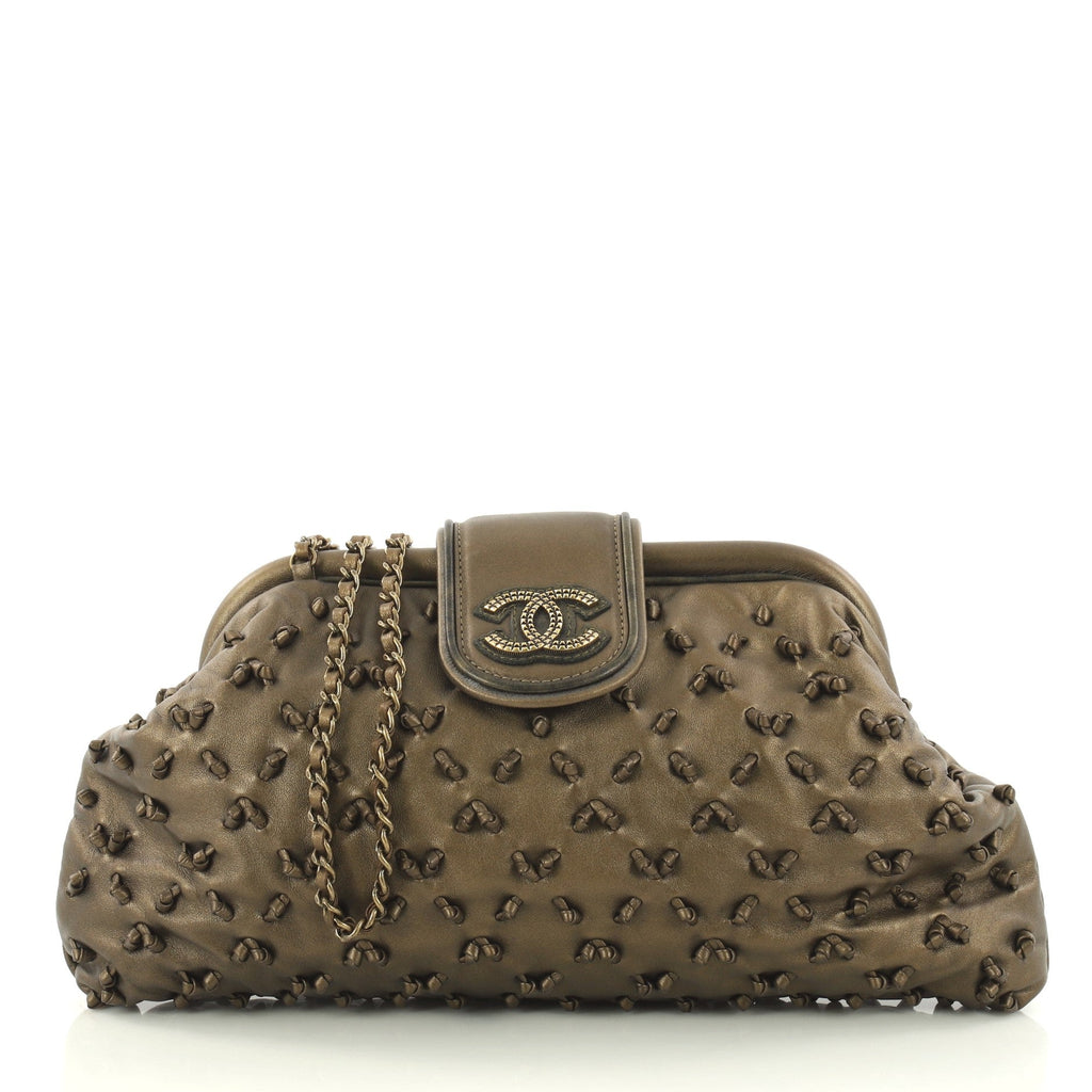 Knot Chain Frame Clutch Lambskin Large