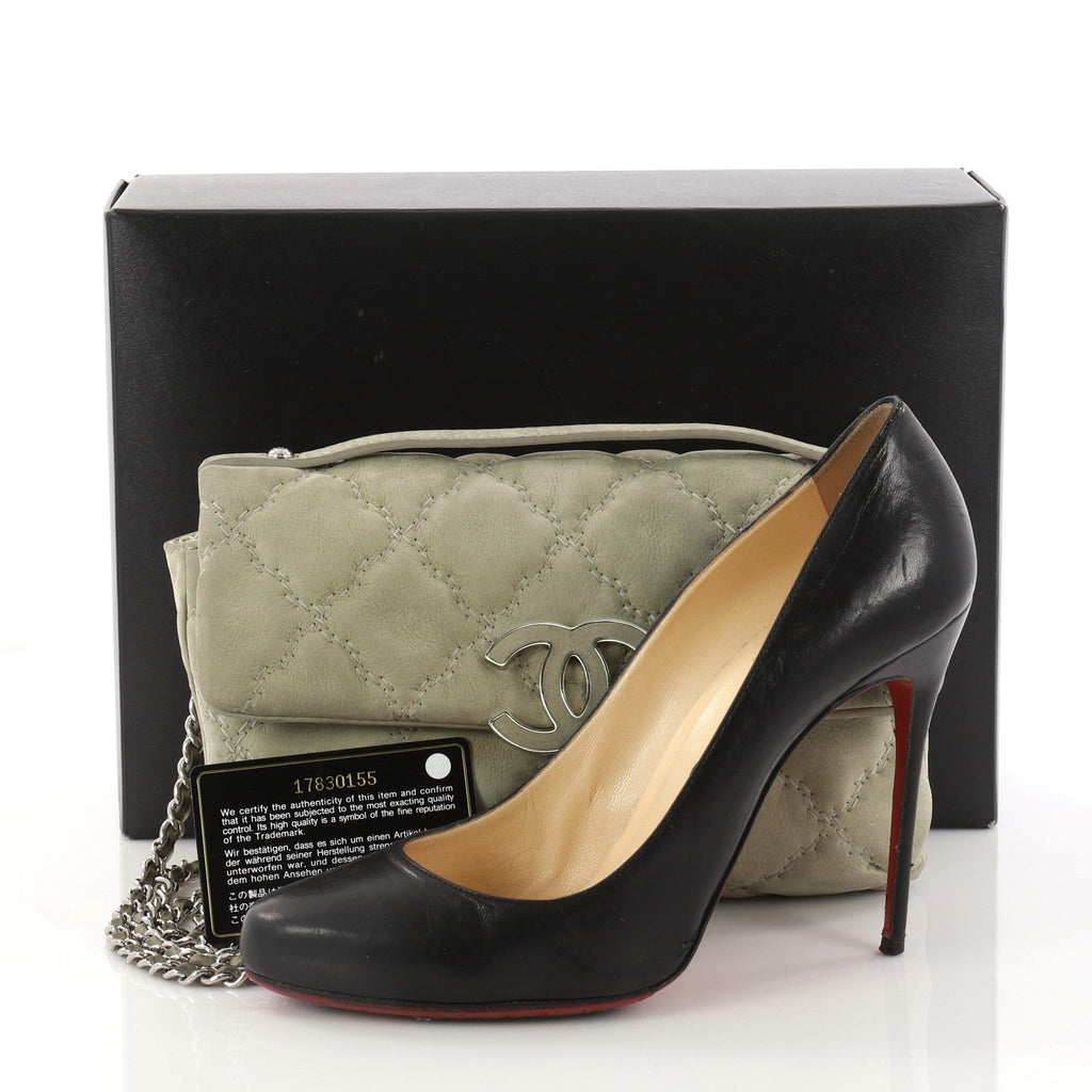 Double Stitch Hampton Flap Bag Quilted Nubuck Mini