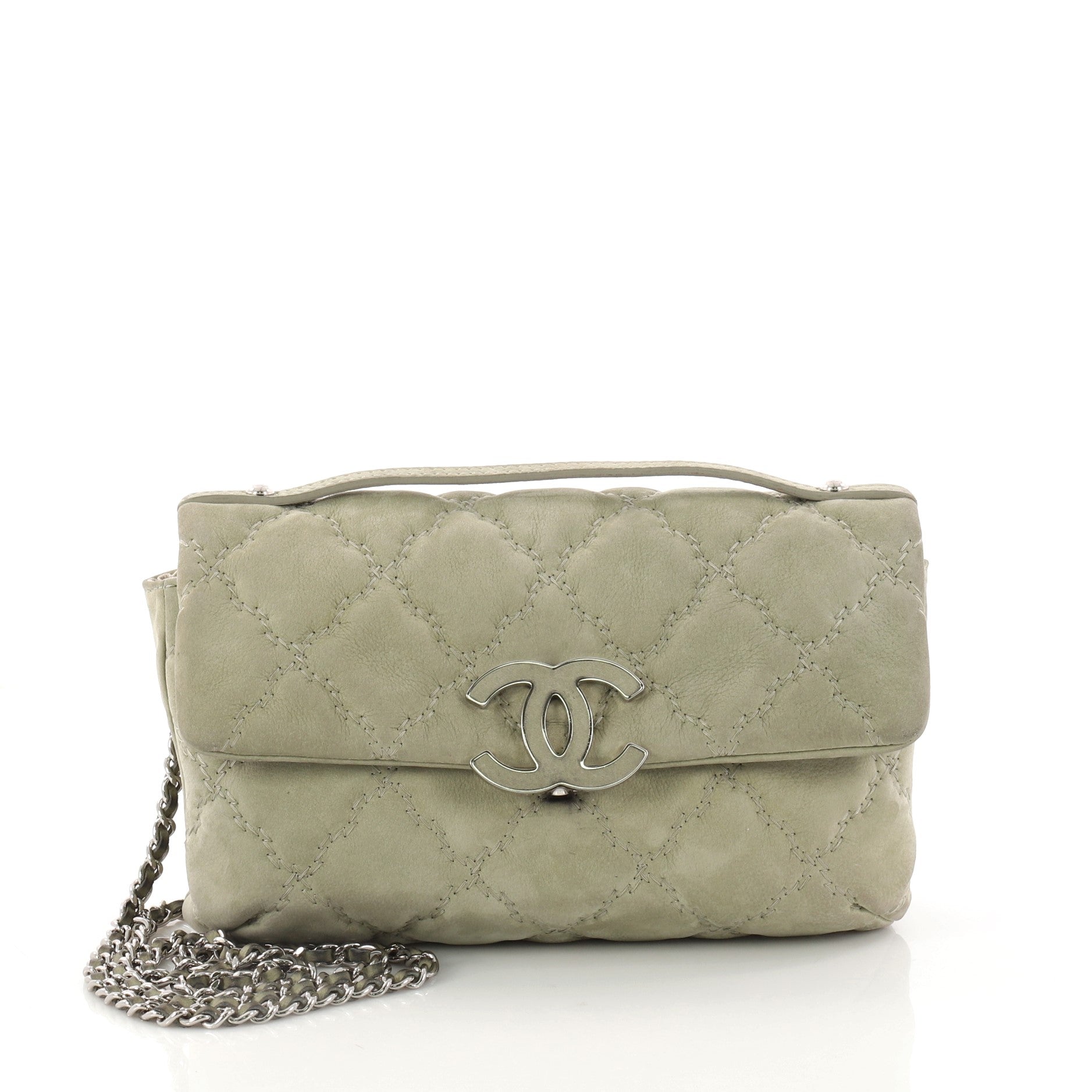 Double Stitch Hampton Flap Bag Quilted Nubuck Mini