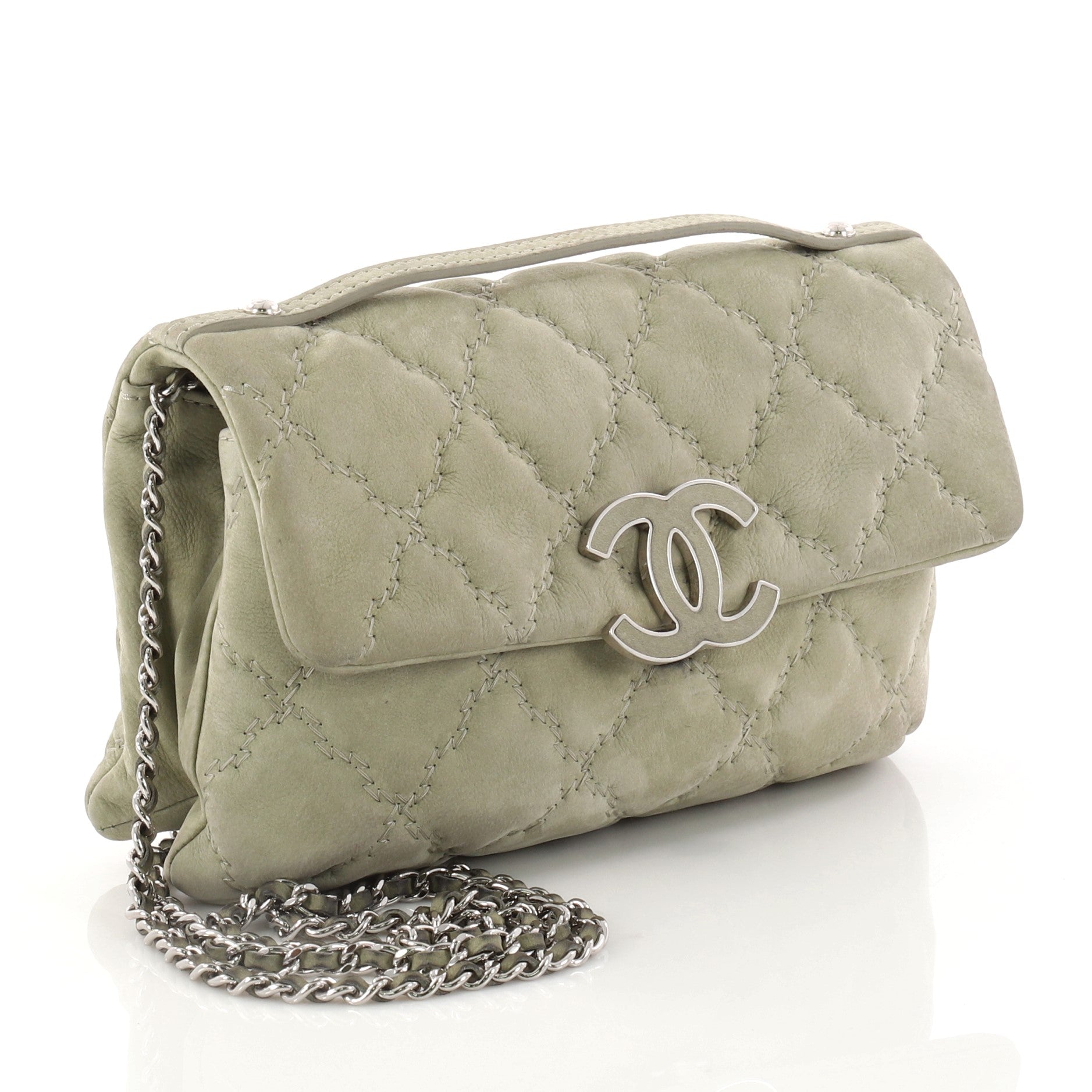 Double Stitch Hampton Flap Bag Quilted Nubuck Mini