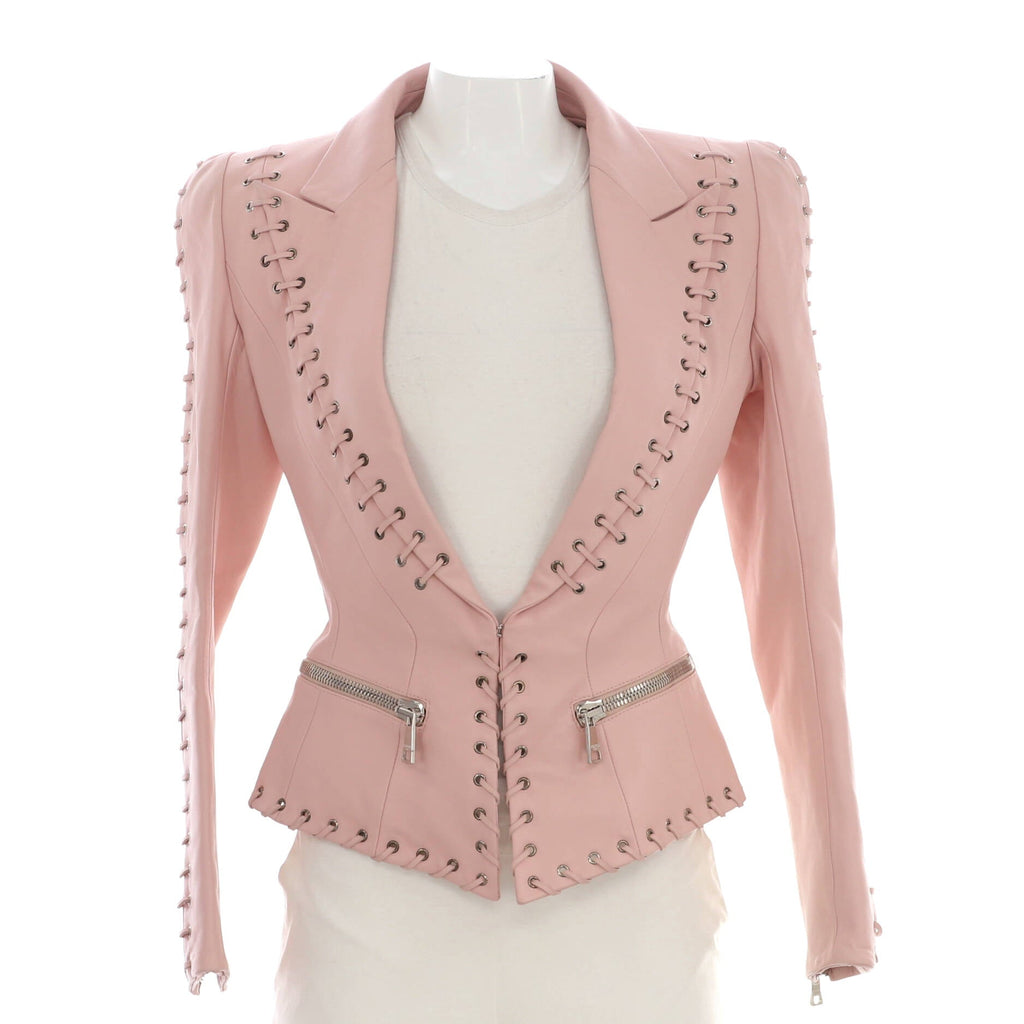 Women's Laced Single Breasted Two Pocket Jacket Lambskin