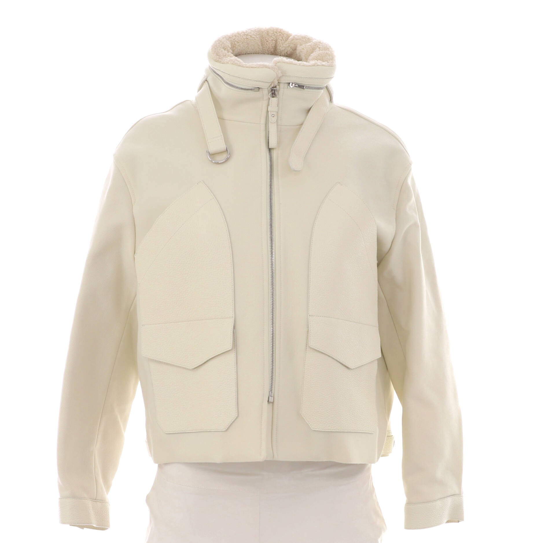 Women's Aviator Bomber Jacket Polyamide Blend with Leather and Sheepskin