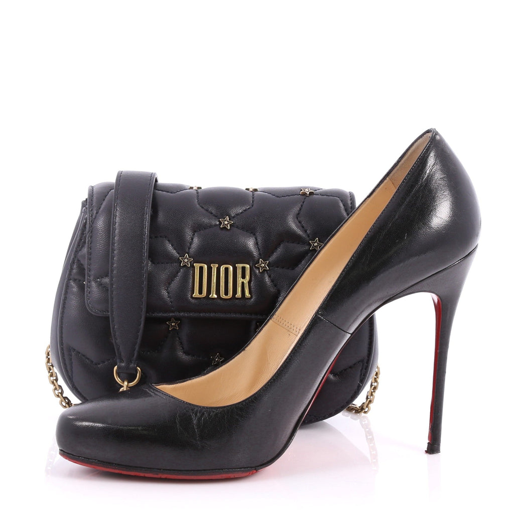 Dio(r)evolution Round Clutch with Chain Studded Leather Small