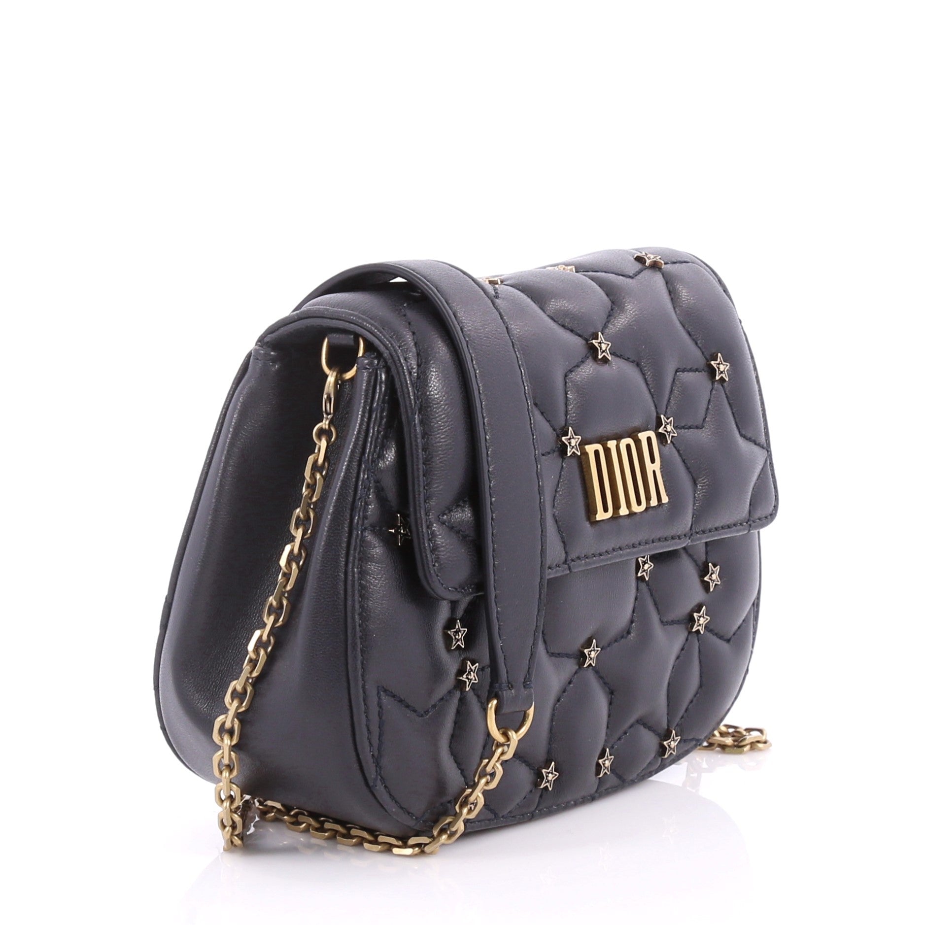 Dio(r)evolution Round Clutch with Chain Studded Leather Small