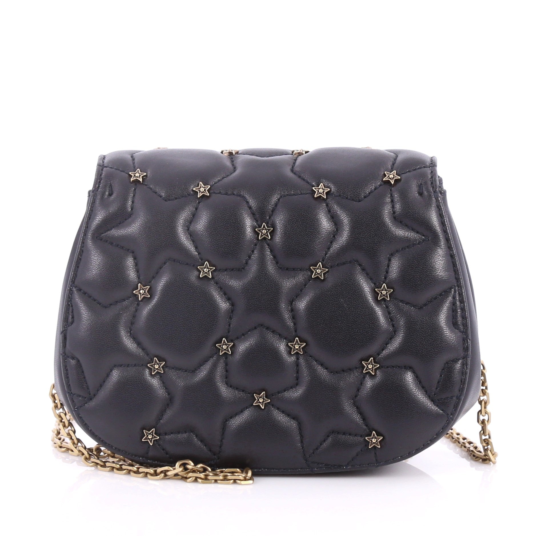 Dio(r)evolution Round Clutch with Chain Studded Leather Small