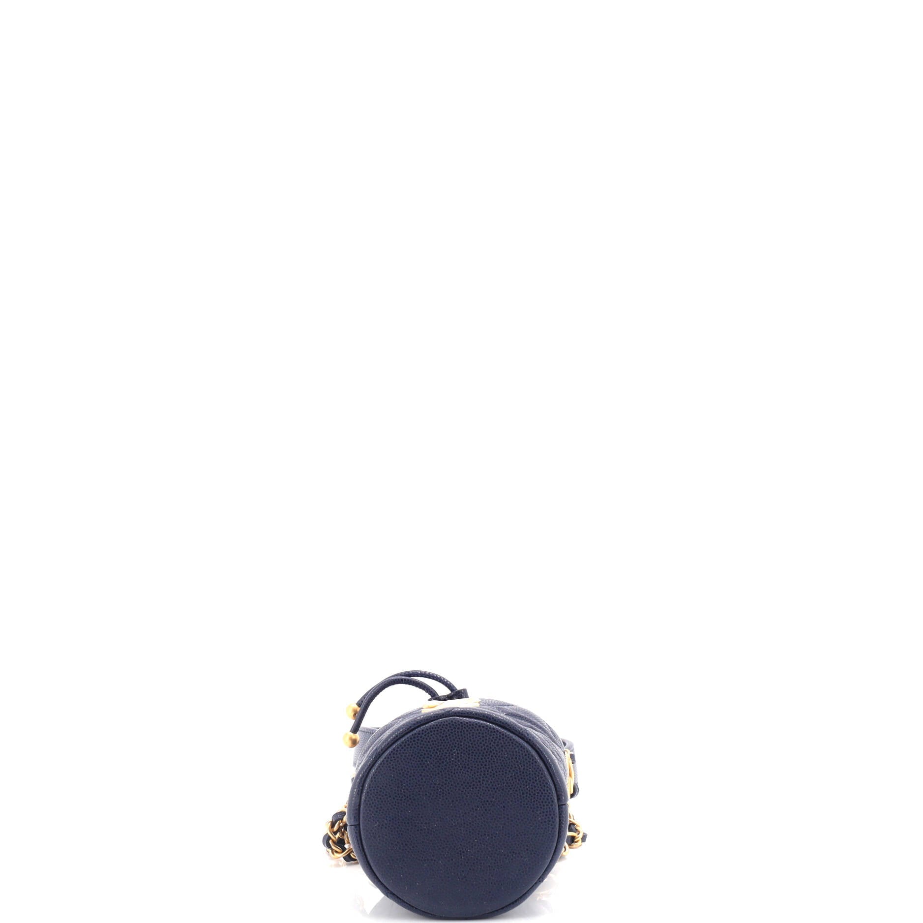 Twist Your Buttons Drawstring Bucket Bag Quilted Caviar Mini