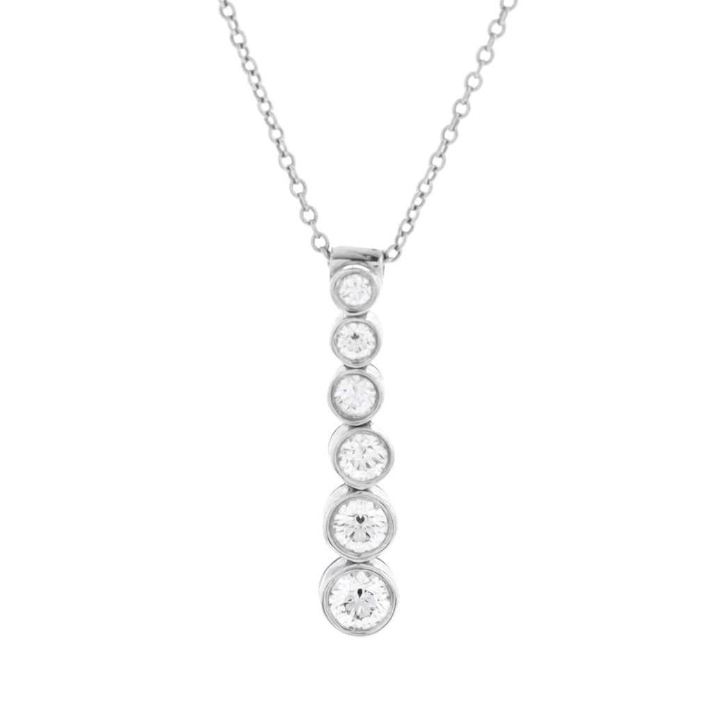 Jazz Graduated Drop Pendant Necklace Platinum and Diamonds