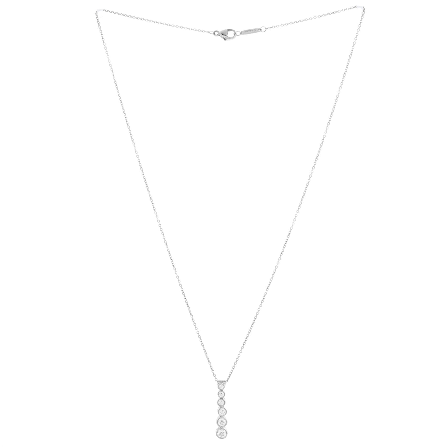 Jazz Graduated Drop Pendant Necklace Platinum and Diamonds