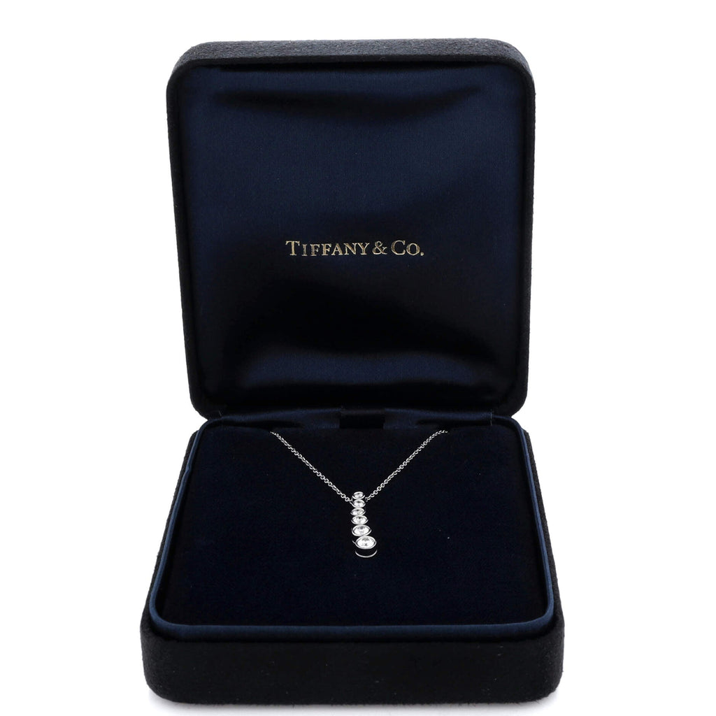 Jazz Graduated Drop Pendant Necklace Platinum and Diamonds