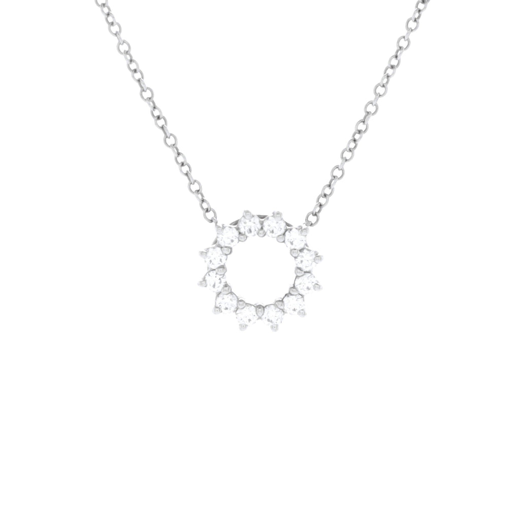 Open Circle Pendant Necklace Platinum with Diamonds Mini