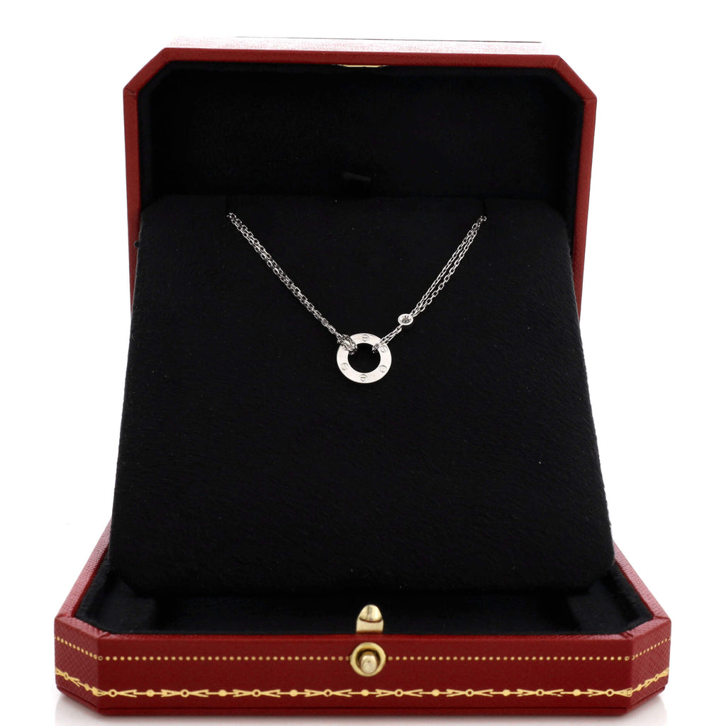 2 Diamonds Love Pendant Necklace 18K White Gold with Diamonds