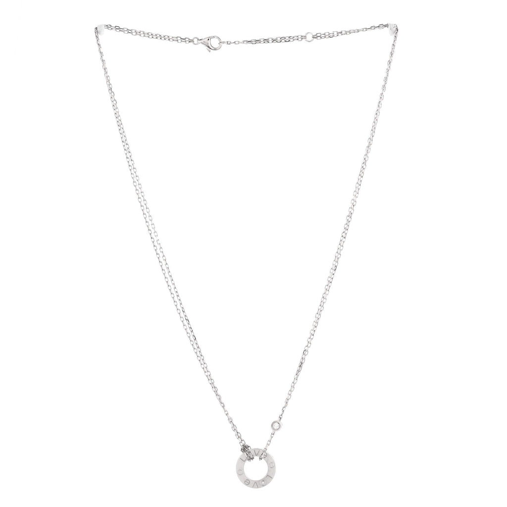 2 Diamonds Love Pendant Necklace 18K White Gold with Diamonds