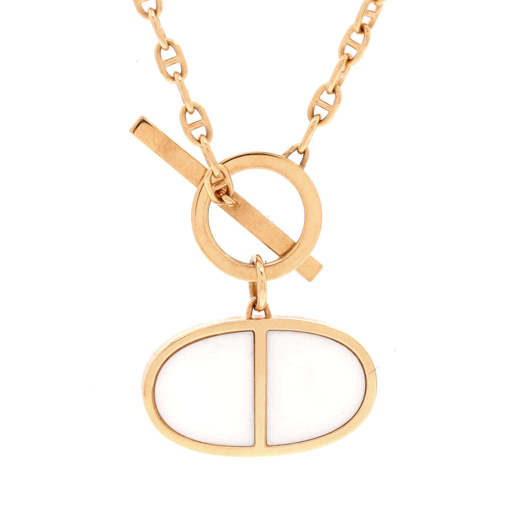 Chaine d'Ancre Verso Pendant Necklace 18K Rose Gold with Ceramic
