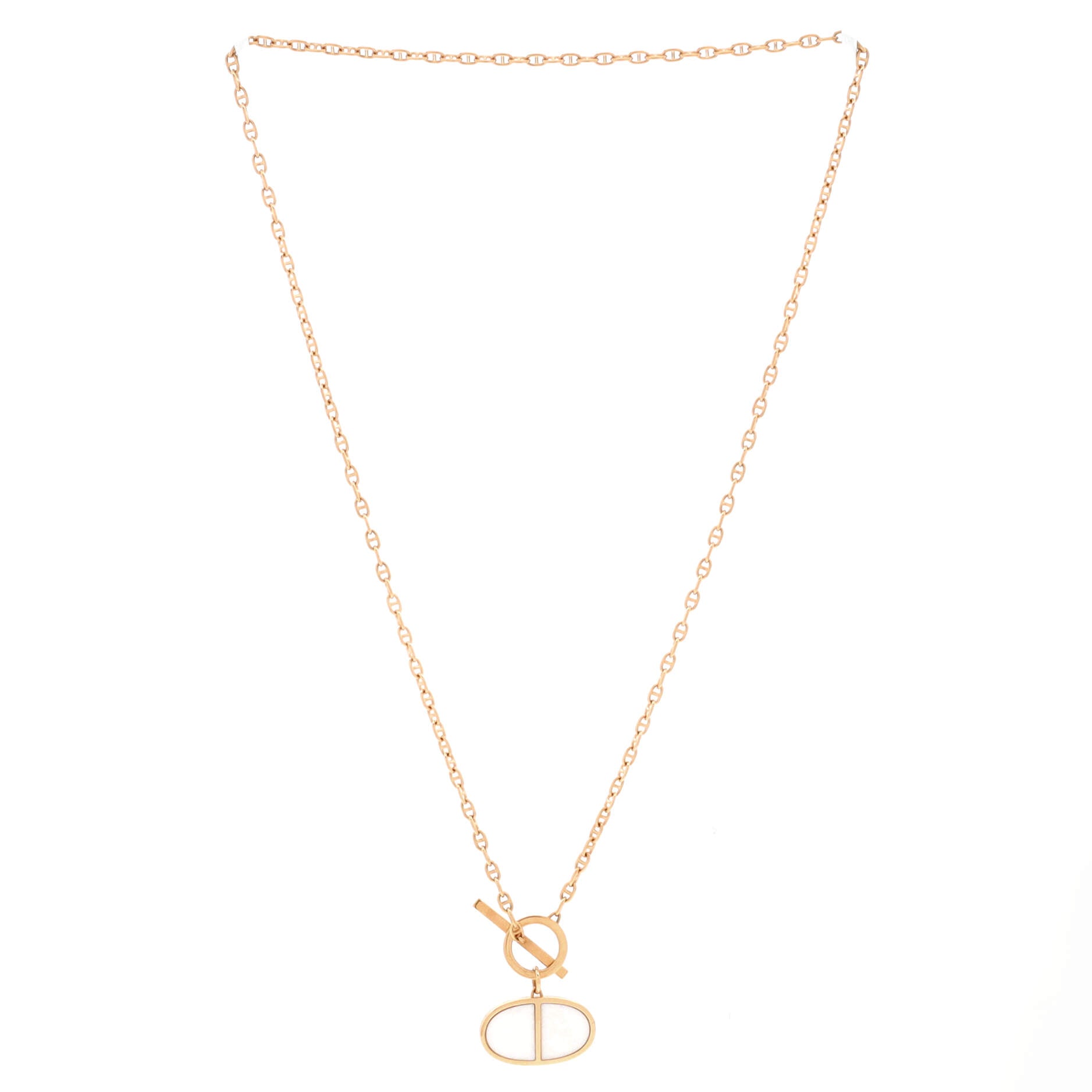 Chaine d'Ancre Verso Pendant Necklace 18K Rose Gold with Ceramic