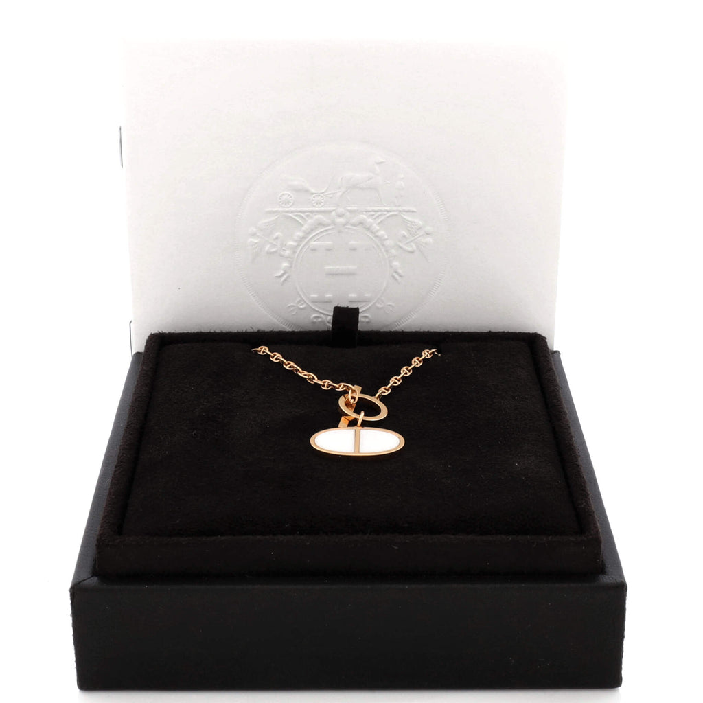 Chaine d'Ancre Verso Pendant Necklace 18K Rose Gold with Ceramic