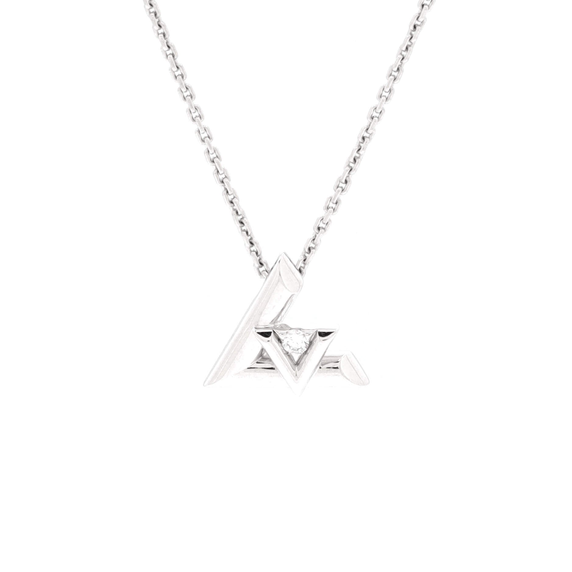 LV Volt One Pendant Necklace 18K White Gold with Diamond Small