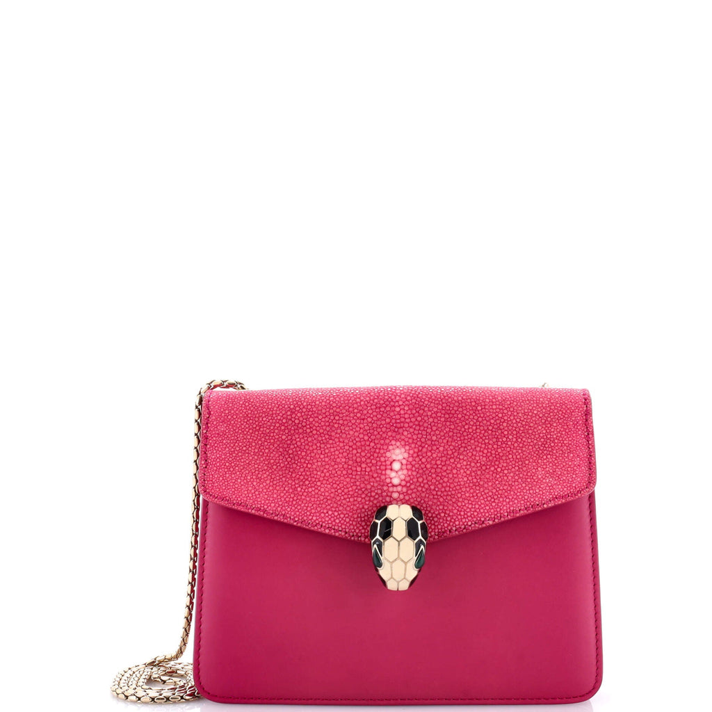 Serpenti Forever Square Shoulder Bag Leather and Stingray Small