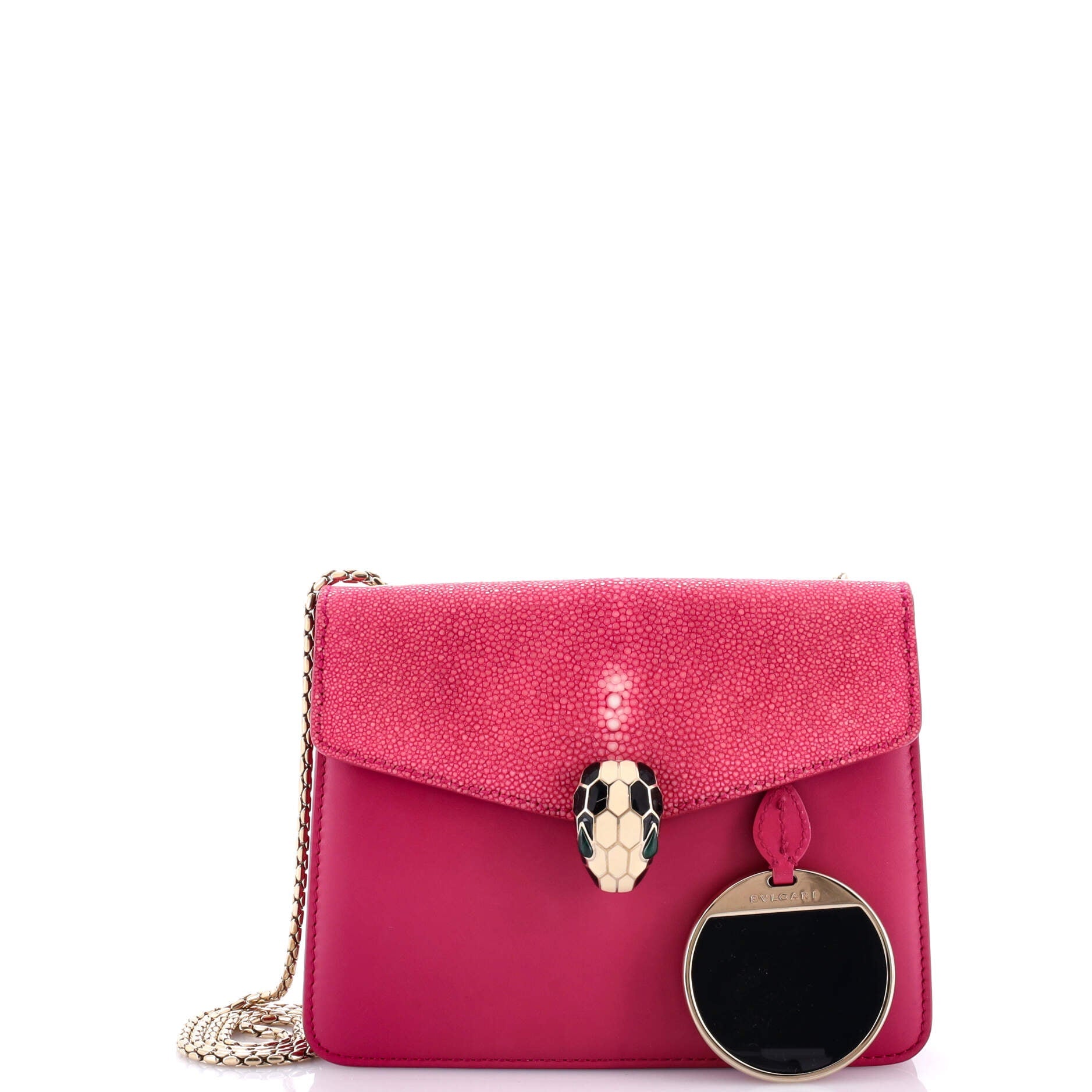 Serpenti Forever Square Shoulder Bag Leather and Stingray Small