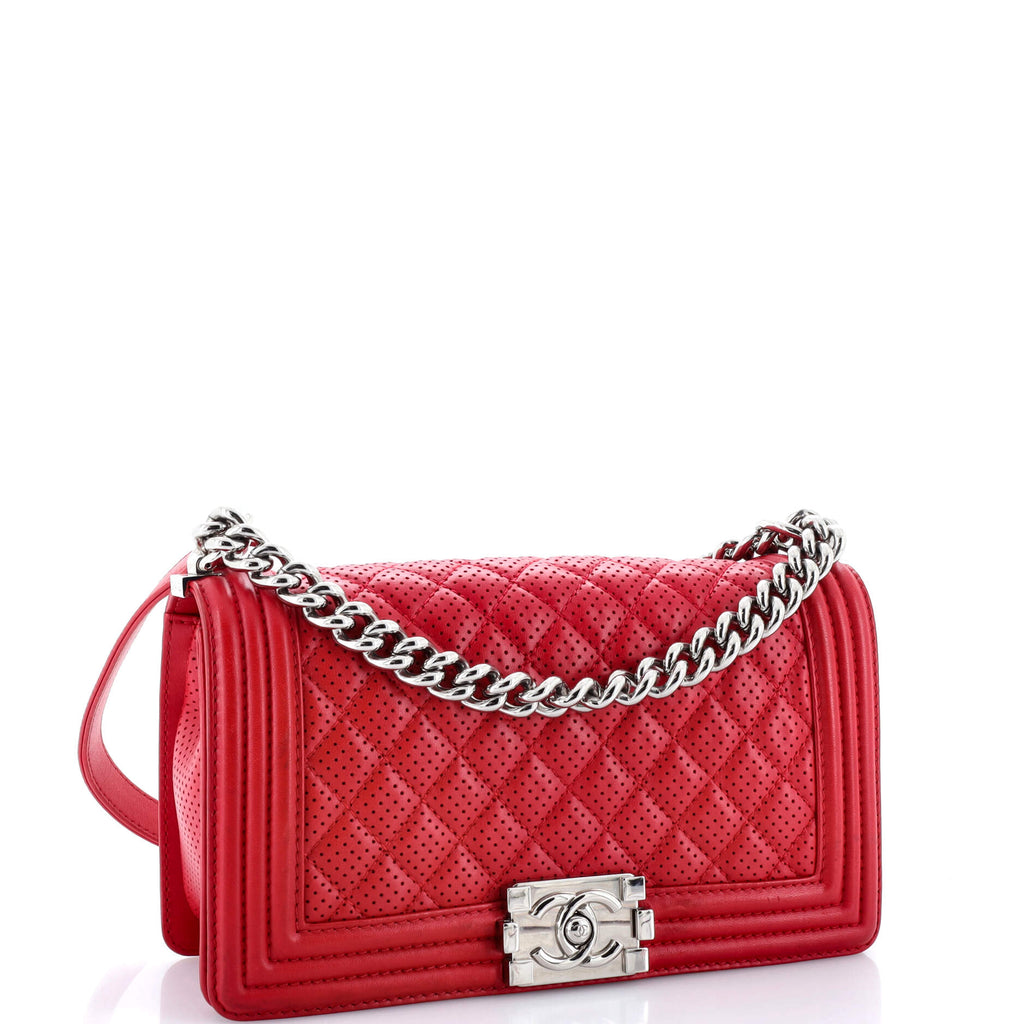 Boy Flap Bag Quilted Perforated Lambskin Old Medium