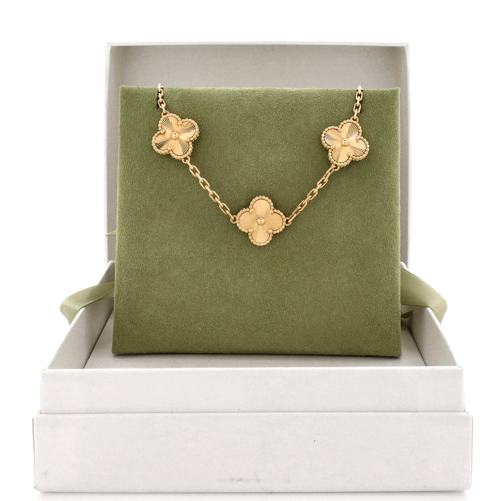 Vintage Alhambra 5 Motifs Bracelet Guilloche 18K Yellow Gold