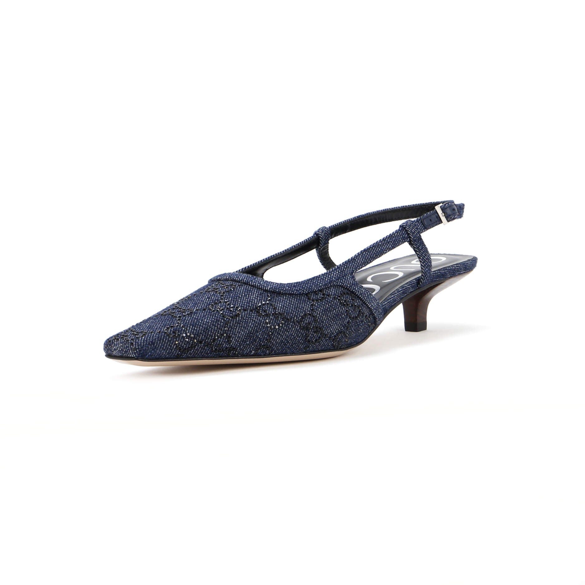 Women's Slingback Pumps Crystal GG Embellished Denim