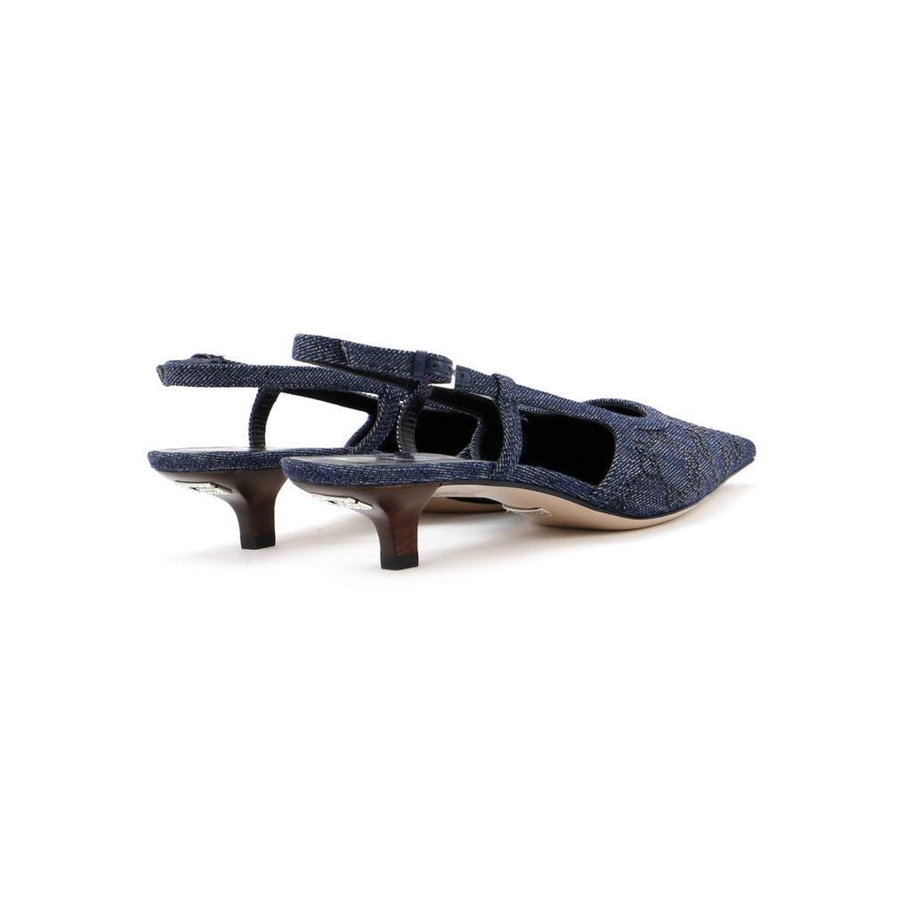 Women's Slingback Pumps Crystal GG Embellished Denim