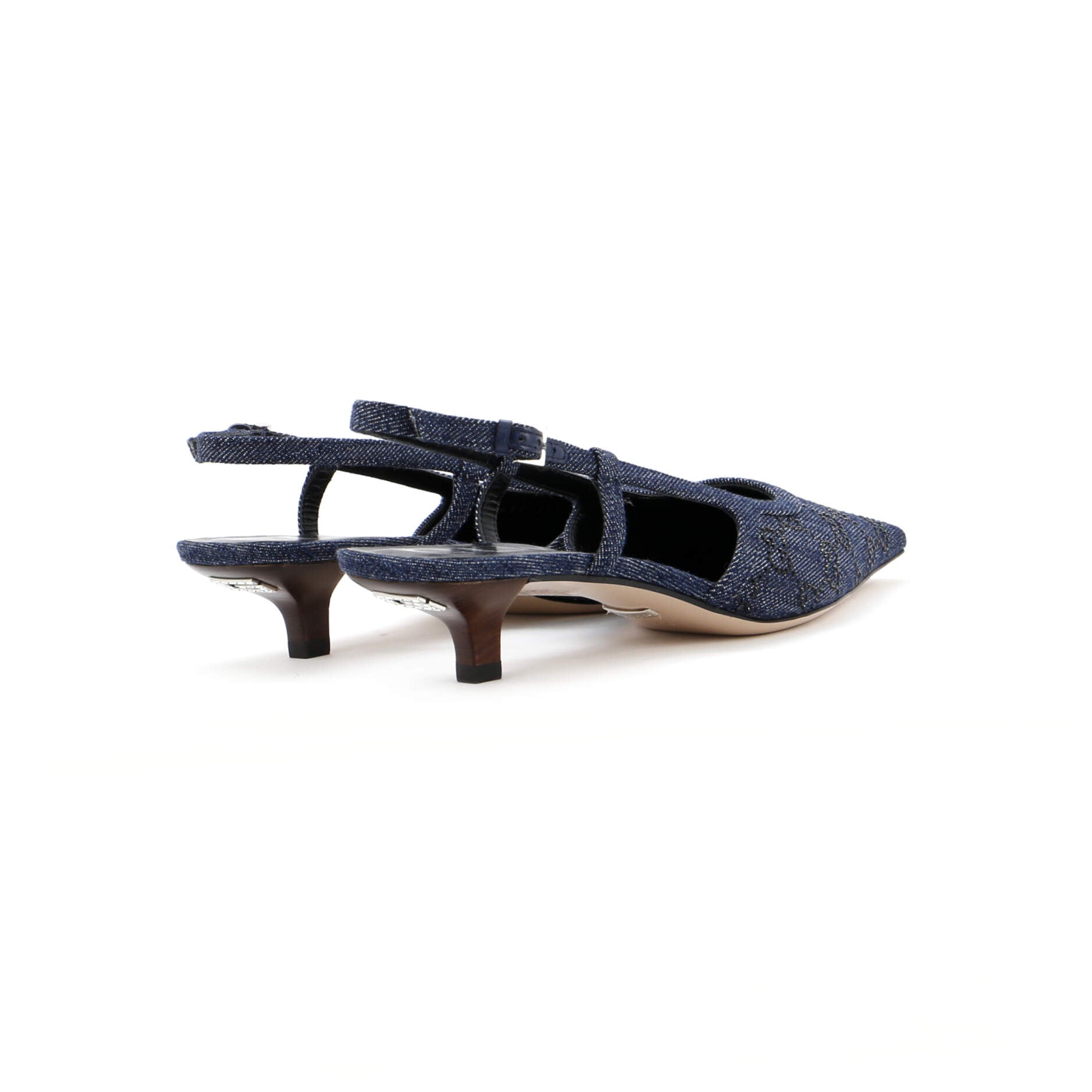 Women's Slingback Pumps Crystal GG Embellished Denim