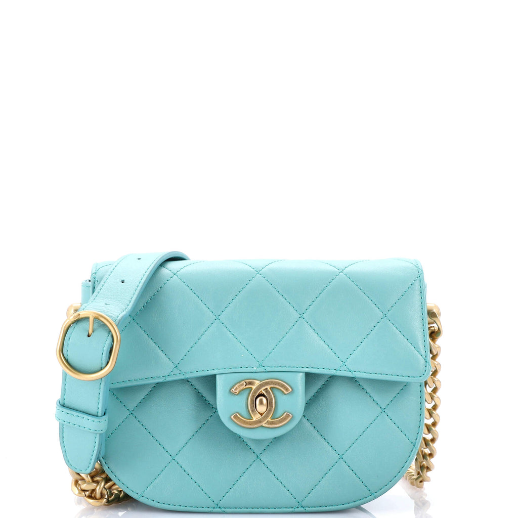 Moon Flap Messenger Bag Quilted Calfskin Mini