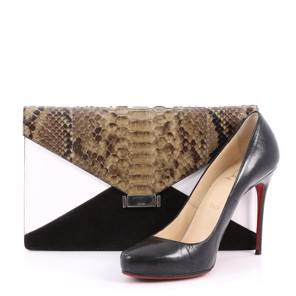 Diamond Clutch Leather with Python and Suede