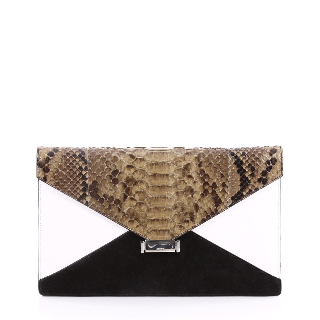 Diamond Clutch Leather with Python and Suede
