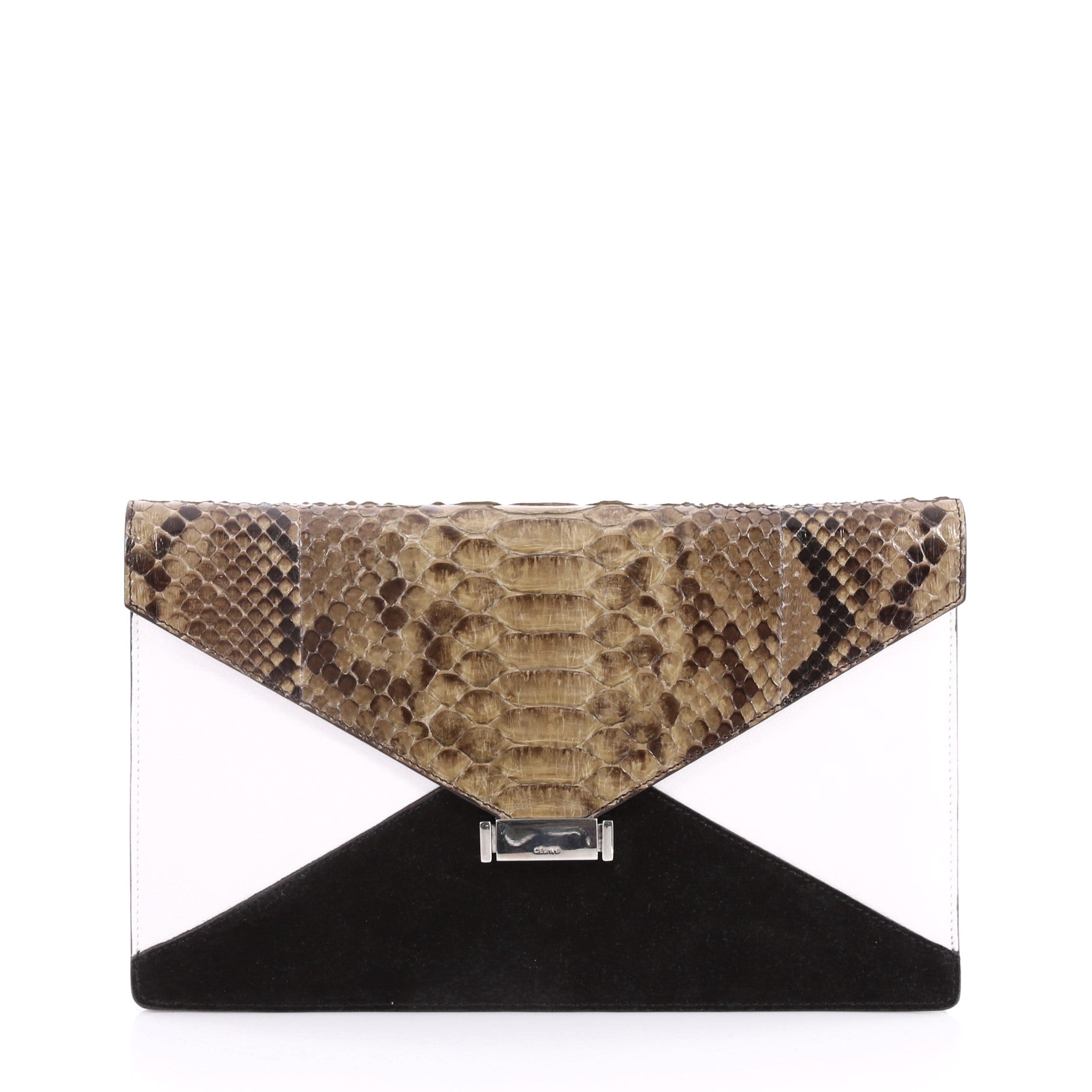 Diamond Clutch Leather with Python and Suede