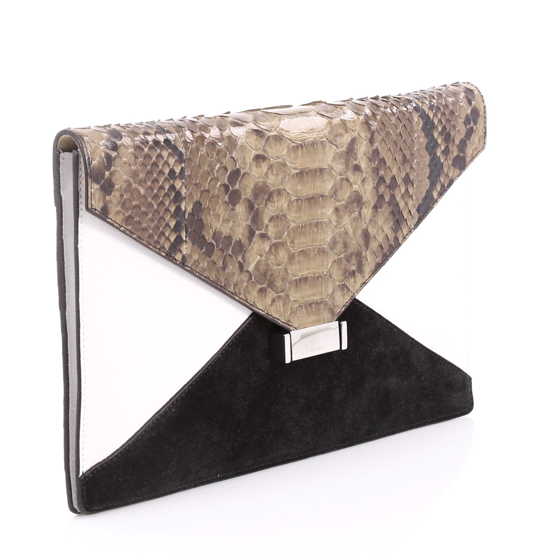Diamond Clutch Leather with Python and Suede