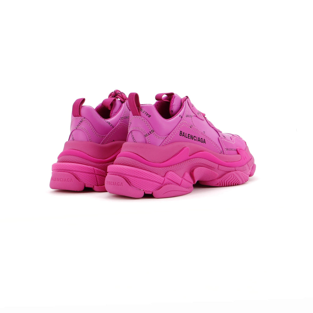 Women's Allover Logo Triple S Sneakers Printed Technical Fabric and Faux Leather