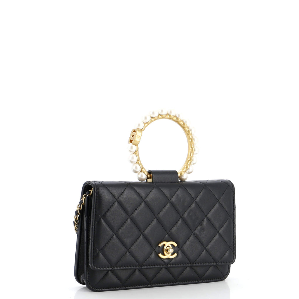 Pearl Crown Wallet on Chain Quilted Lambskin