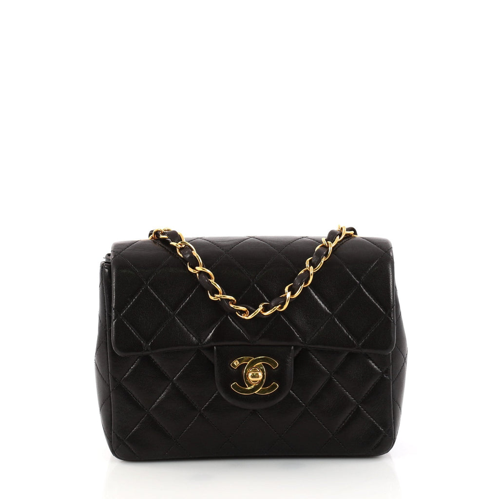 Vintage Square Classic Single Flap Bag Quilted Lambskin Mini