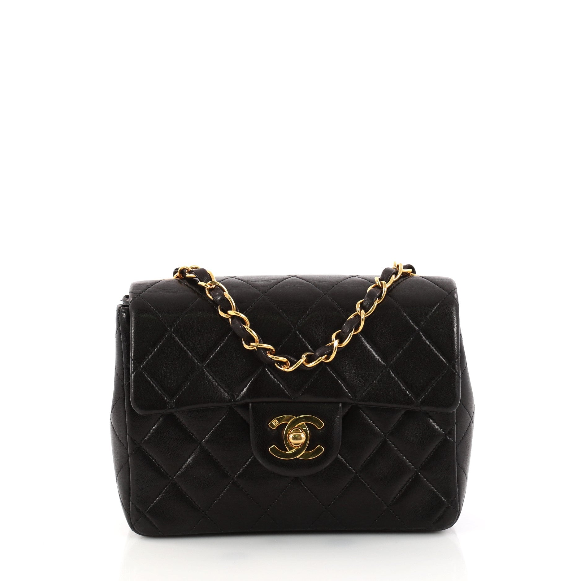 Vintage Square Classic Single Flap Bag Quilted Lambskin Mini