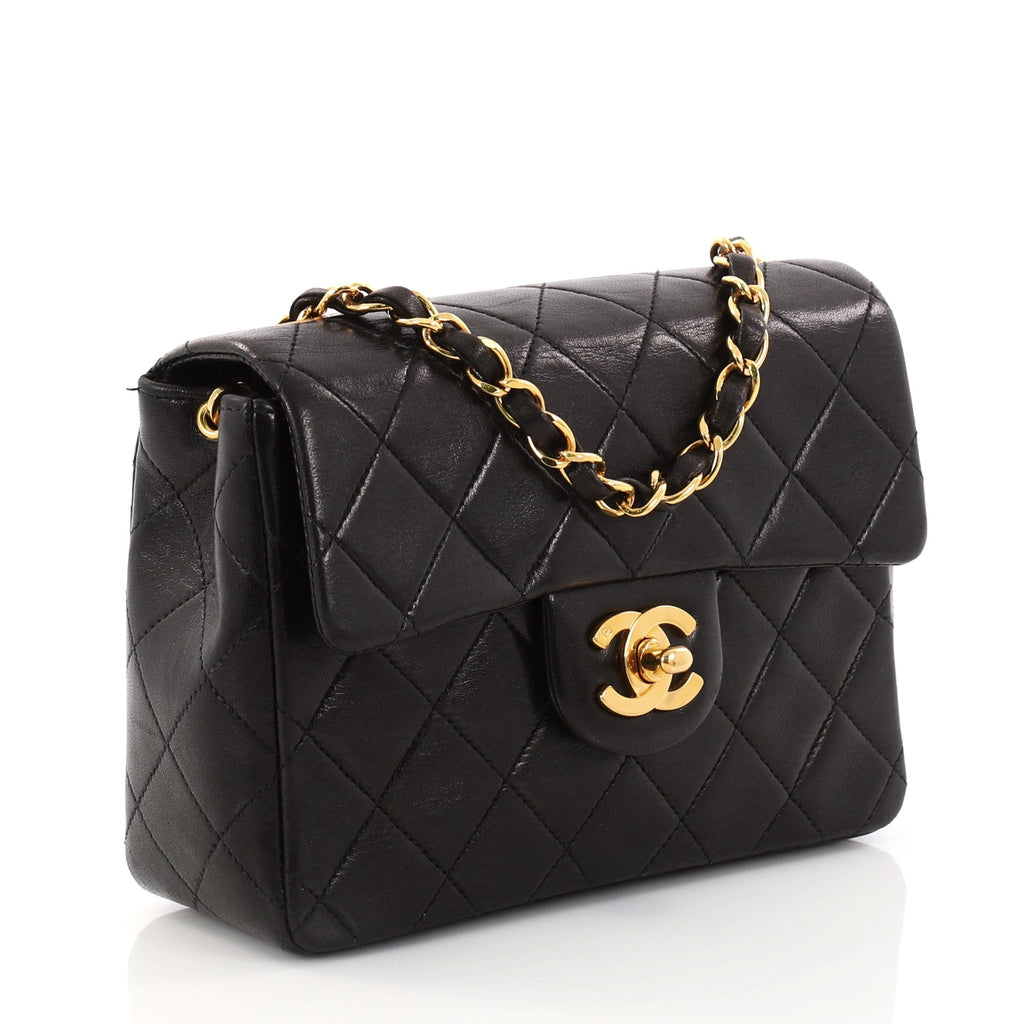 Vintage Square Classic Single Flap Bag Quilted Lambskin Mini