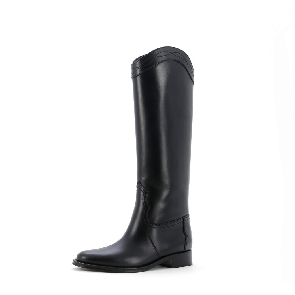 Women's Kate Western Heeled Knee High Boots Leather
