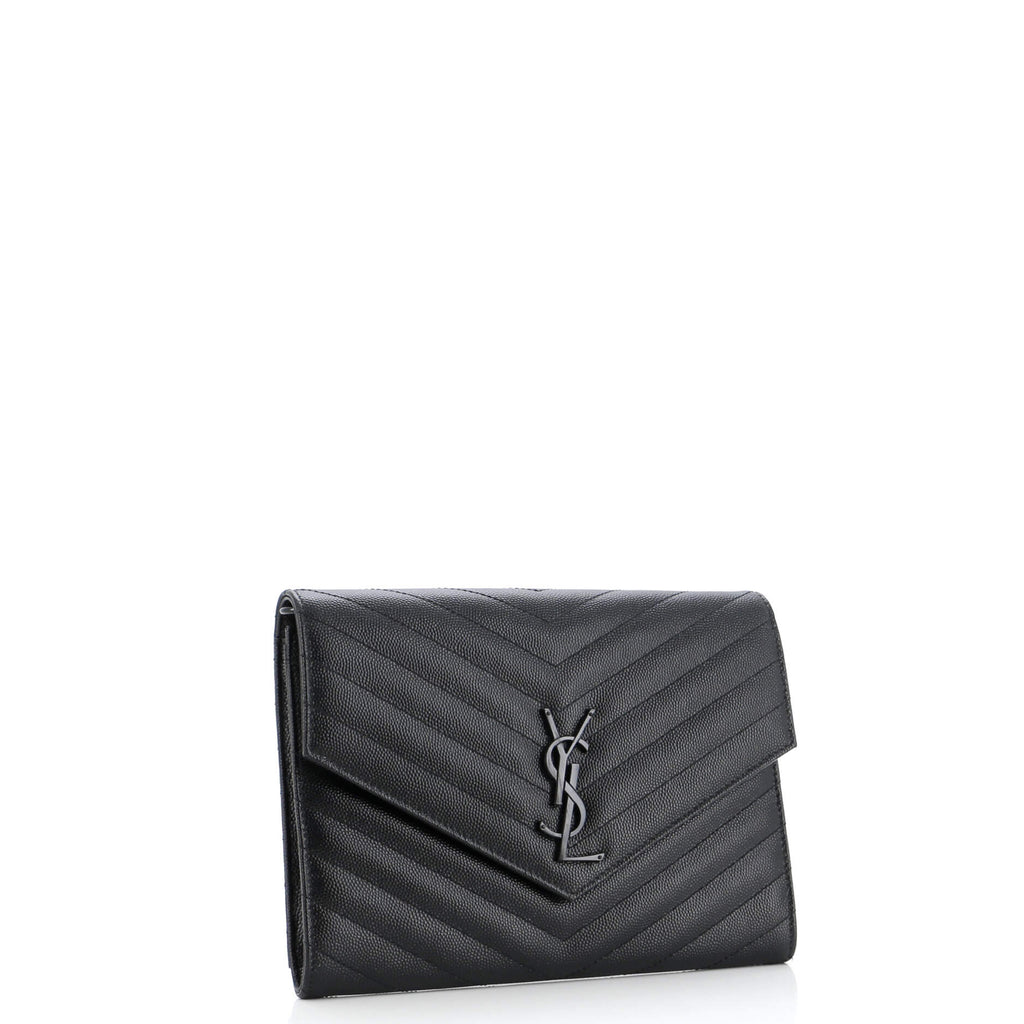 Classic Monogram Envelope Wristlet Clutch Matelasse Chevron Leather