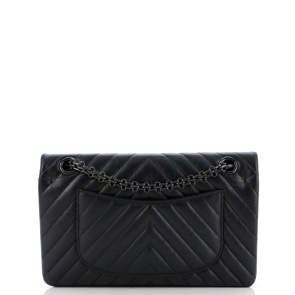 So Black Reissue 2.55 Flap Bag Chevron Aged Calfskin 225