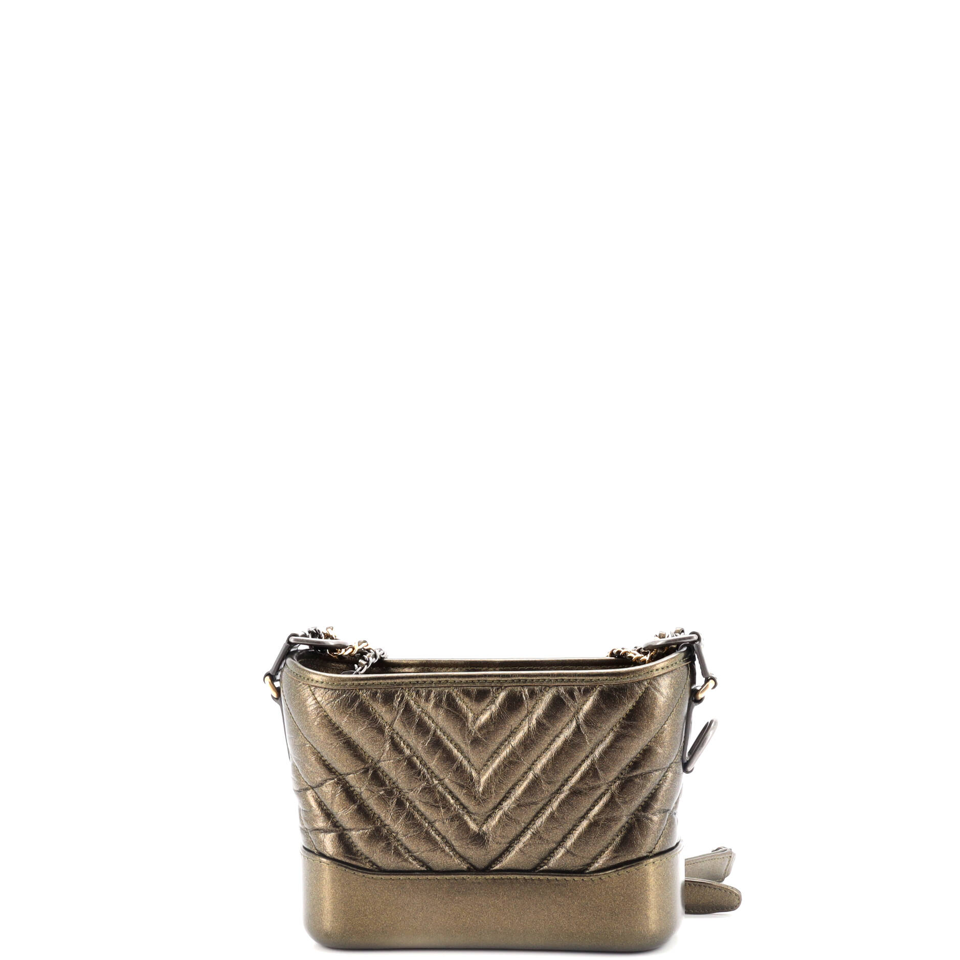 Gabrielle Hobo Chevron Metallic Aged Calfskin Small