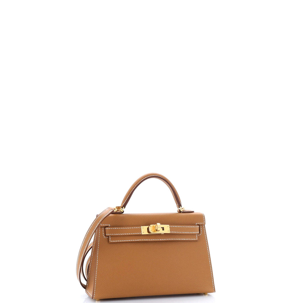 Kelly Mini II Bag Gold Epsom with Gold Hardware 20