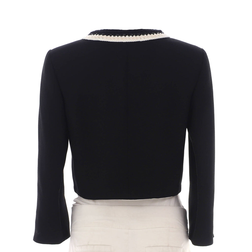 Women's Braid Trim Two Pocket Collarless Jacket Silk