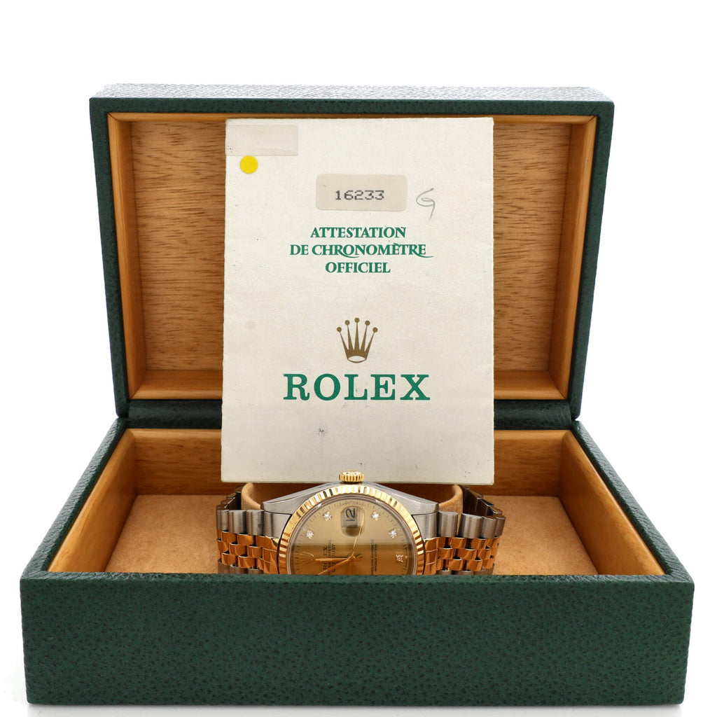 Oyster Perpetual Datejust Automatic Watch Stainless Steel and Yellow Gold with Diamond Markers 36